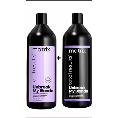 Matrix Total Results Unbreak My Blonde Шампунь 1000 мл и Кондиционер 1000 мл укрепляющий для осветленных волос с лимонной кислотой