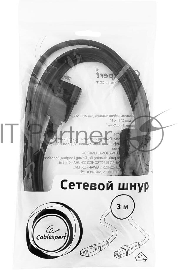 Кабель-удлинитель питания GEMBIRD , IEC C13 (прямой) - IEC C14 (прямой), круглое, 3м, черный - фото №7