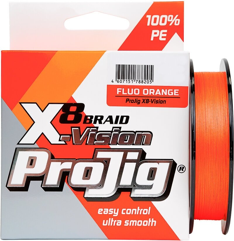 Плетеный шнур ProJig X8-Vision 0.16 мм 12.0 кг 100 м оранжевый