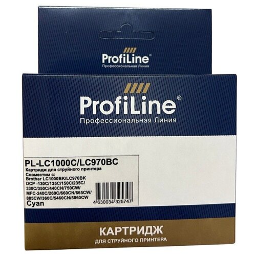 картридж hi black для brother mfc 260c 235c dcp 150c 135c lc970bk lc1000bk black Картридж LC-1000C, LC-970C для Brother DCP-130C, DCP-350C, MFC-240C, DCP-135C, DCP-330C водн ProfiLine голубой