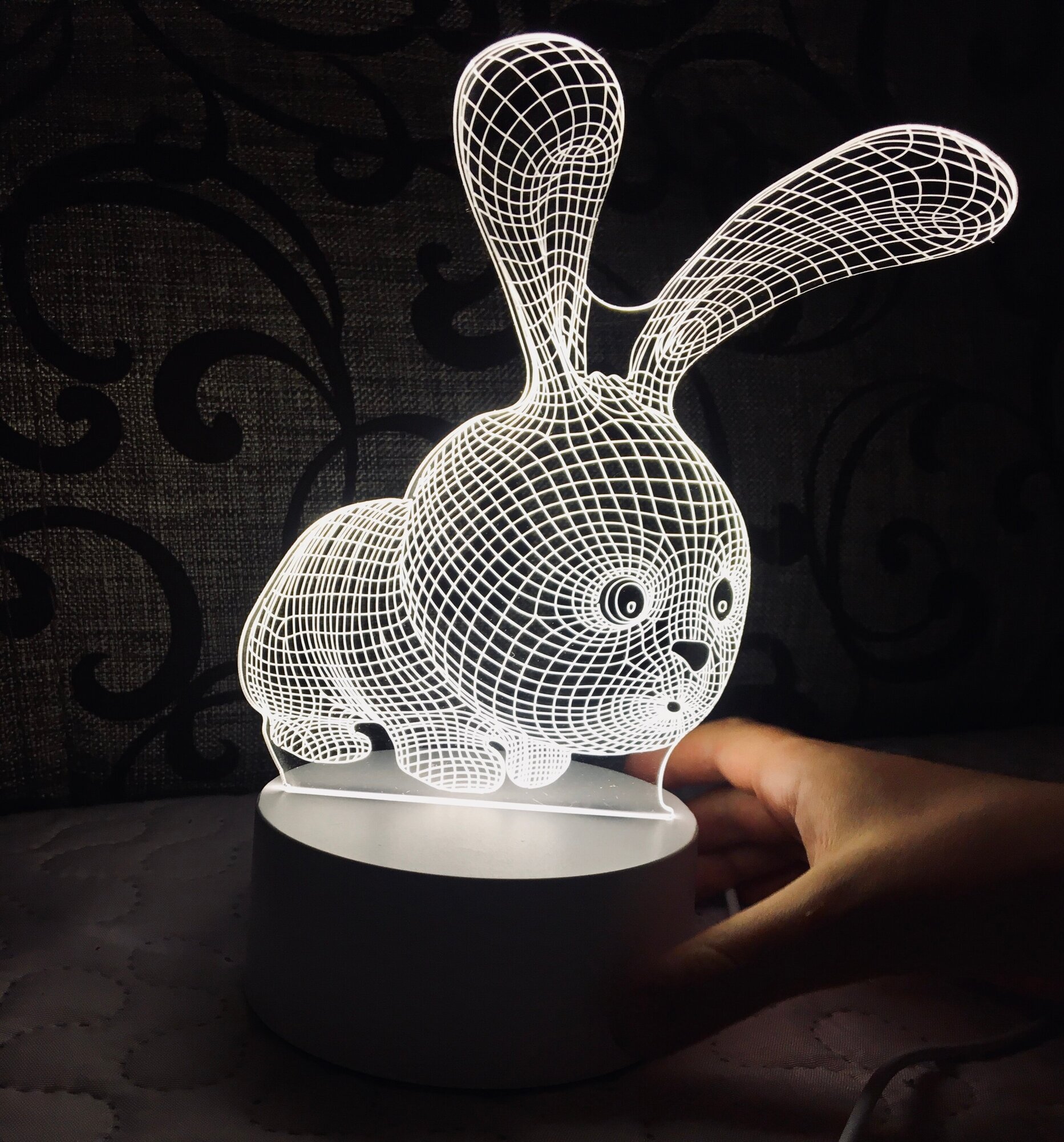 3D LED Зайка Светильник - ночник детский настольный - фотография № 3