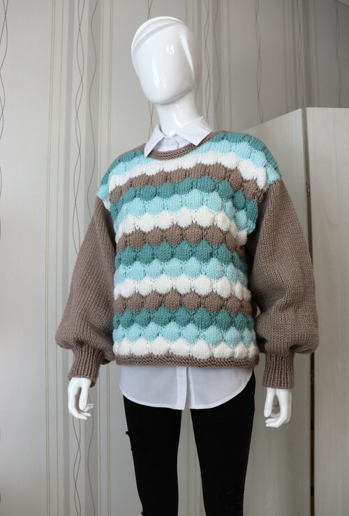 Пуловер, размер S-M-L, мультиколор