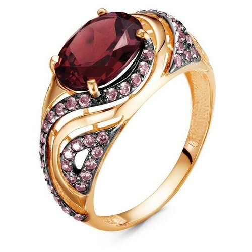 Кольцо Maskom, красное золото, 585 проба, фианит, танзанит, размер 17, красный кольцо из красного золота 585 пробы со шпинелью