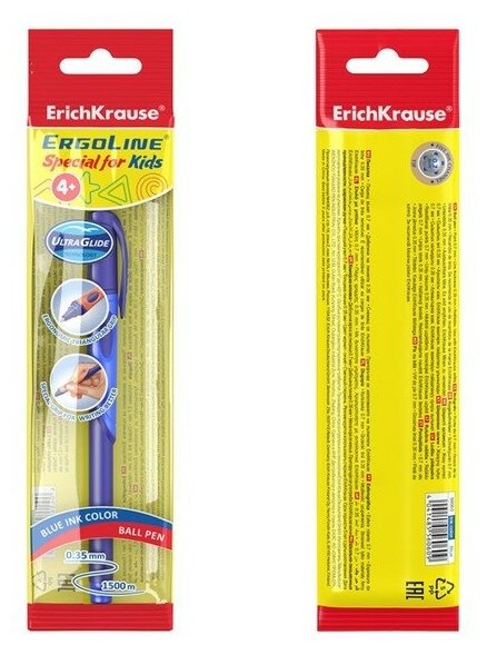 Ручка шариковая Erich Krause "Ultra Glide Technology ErgoLine Kids" синяя, 0,7мм, грип 41539 - фотография № 13