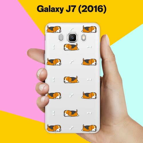 Силиконовый чехол на Samsung Galaxy J7 (2016) Бигли спят / для Самсунг Галакси Джей 7 (2016) матовый силиконовый чехол ловец снов с перьями на samsung galaxy j7 2016 самсунг галакси джей 7 2016