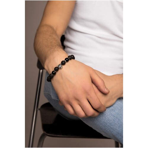 фото Браслет, агат, размер 19 см, черный, серебряный 1 city home