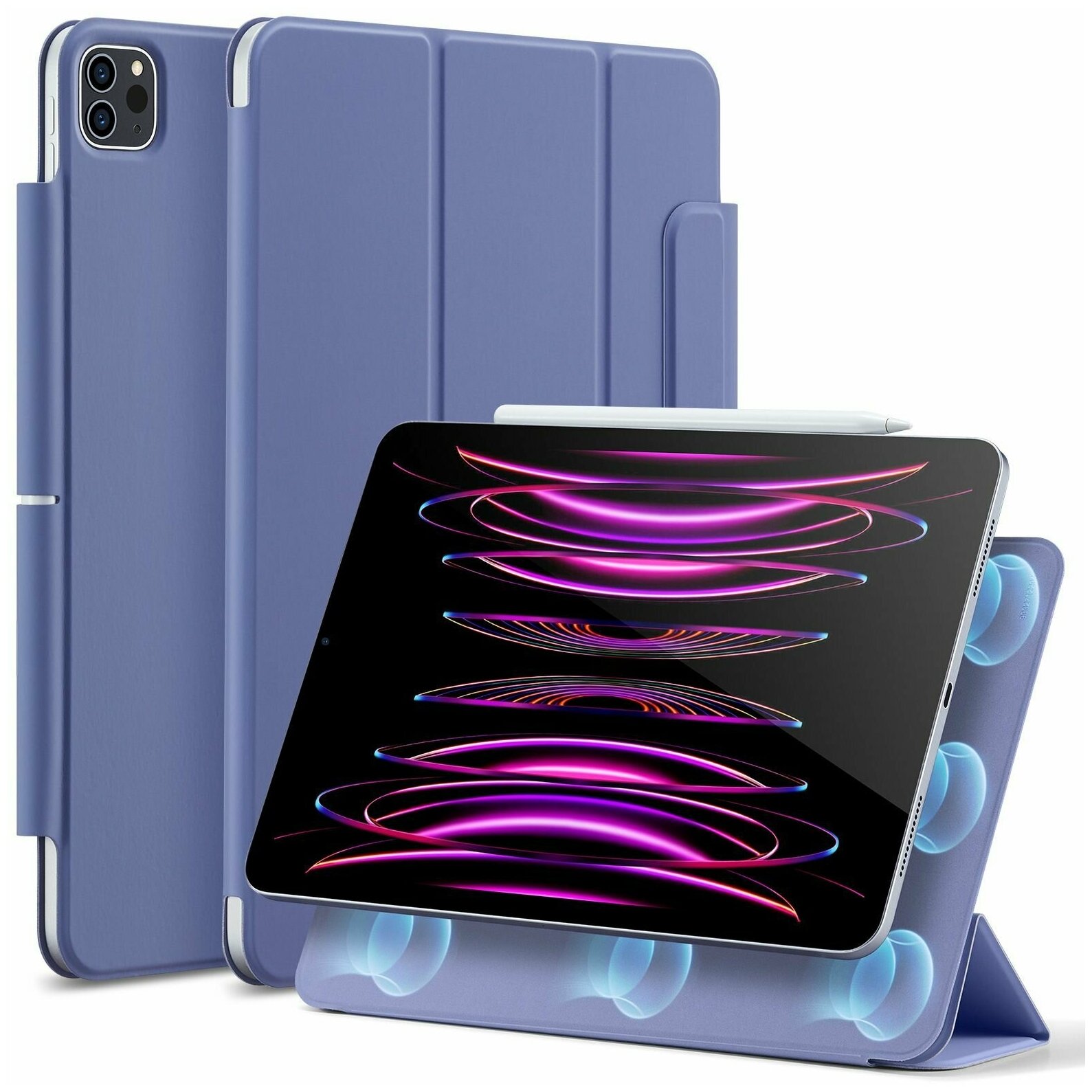 Чехол книжка ESR Rebound Magnetic Case с застежкой для iPad Pro 12.9 (2020 2021 2022) сиреневый