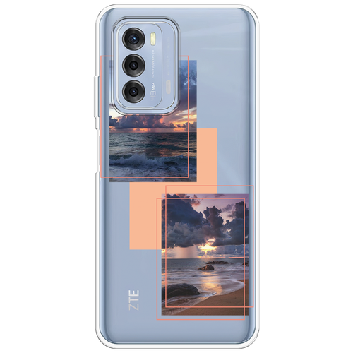 Силиконовый чехол на ZTE Blade V40 / ЗТЕ Блейд V40 Sky collage, прозрачный