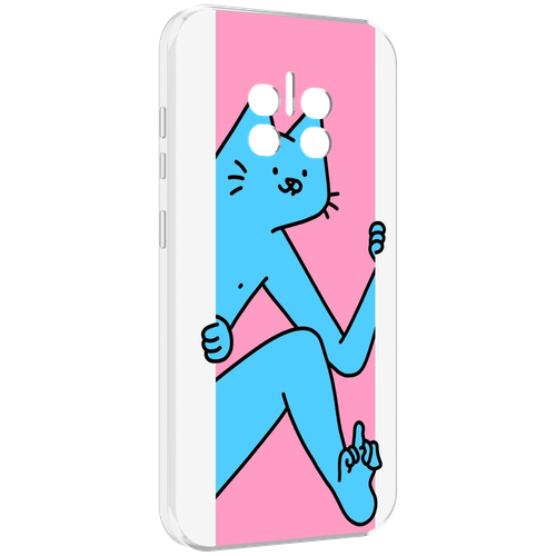 Чехол MyPads голубой кот в дверце для Doogee V11 задняя-панель-накладка-бампер