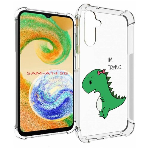 Чехол MyPads динозаврик-девочка для Samsung Galaxy A14 4G/ 5G задняя-панель-накладка-бампер