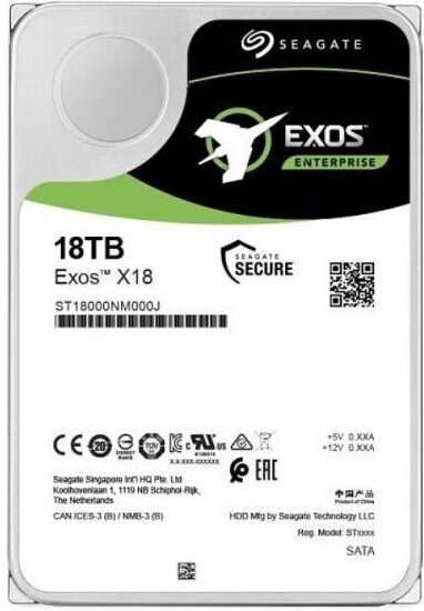 Жесткий диск Seagate Exos X18 enterprise ST18000NM000J 3.5" 18.0Tb SATA 6Gb/s 7200rpm 256MB