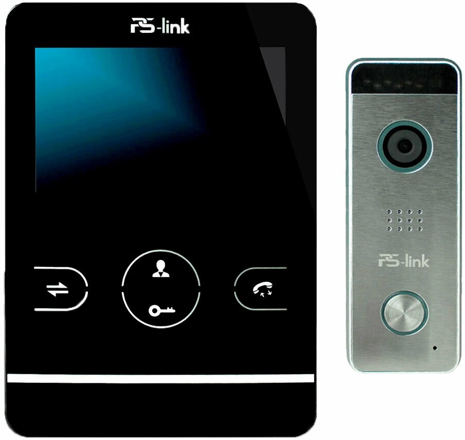 Комплект видеодомофона с вызывной панелью PS-link KIT-402DPB-207CR-S
