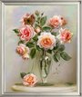 Картина на холсте, "Розы на мраморном столике", 50х60 см, художник - Бузин Игорь. Холст на деревянном подрамнике, оформлена в багет, Арт. БИ-х2