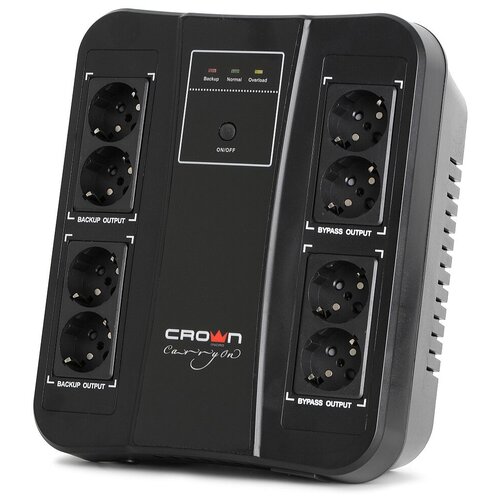 Интерактивный ИБП CROWN MICRO CMUS-275 EURO SMART черный 480 Вт ибп crown line interactive cmus 275 euro smart 850va 480w