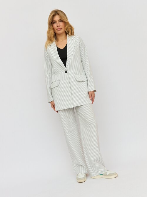Костюм BrandStoff, жакет и брюки, повседневный стиль, прямой силуэт, размер 44, серый