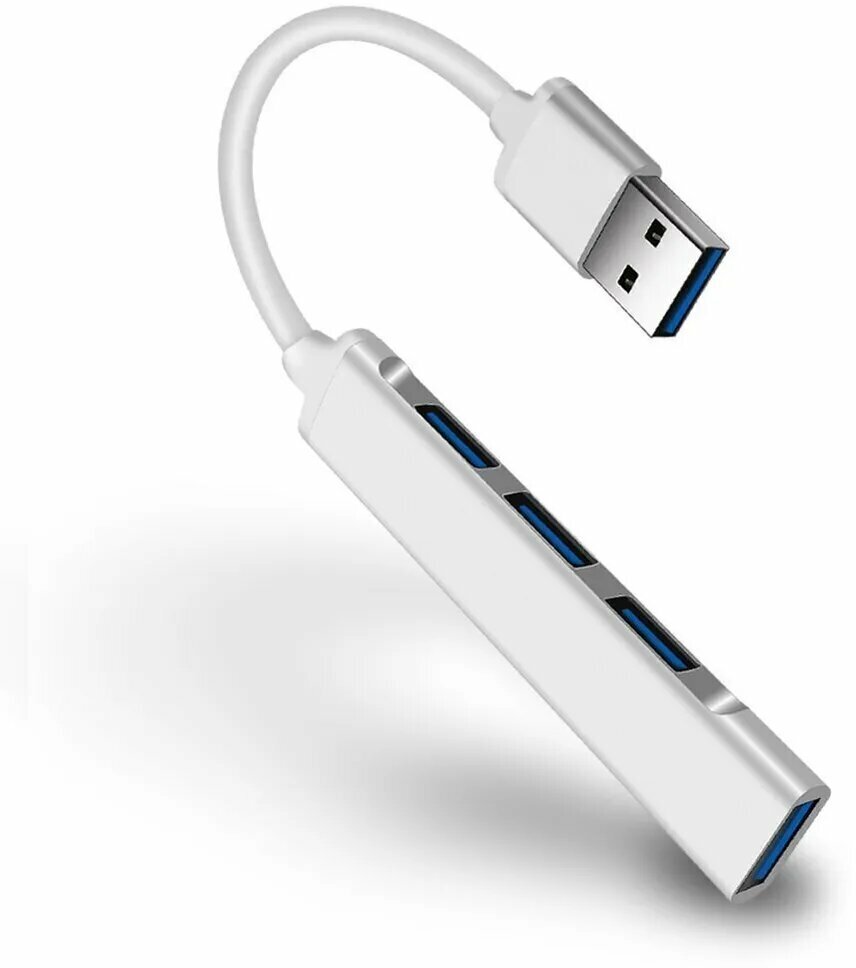 USB концентратор 30 на 4 порта / HUB разветвитель / Хаб на 4 USB (01 м) / серебристый