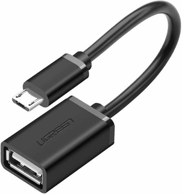 Кабель UGREEN US133 (10396) Micro USB Male to USB-A Female Cable With OTG Nickel Plating. Длина: 10 см. Цвет: черный