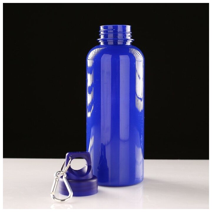 Бутылка для воды 650 мл, с карабином, 7 х 22 см, синяя - фотография № 2