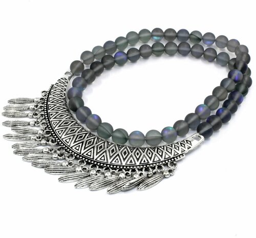 Handinsilver ( Посеребриручку ) Бусы-ожерелье из матового голубого лабрадорита 10мм