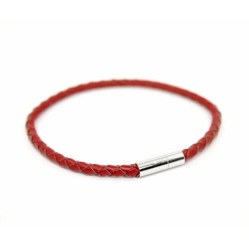 Плетеный браслет Handinsilver ( Посеребриручку ) Браслет плетеный кожаный с магнитной застежкой, 1 шт., размер 24 см, серебристый, красный плетеный браслет 1 шт размер 24 см синий красный