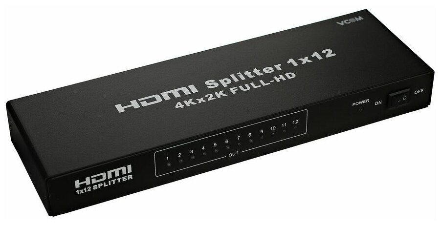 Разветвитель HDMI Сплиттер Splitter VCOM на 12 портов ver 1.4 каскадируемый с питанием (DD4112)