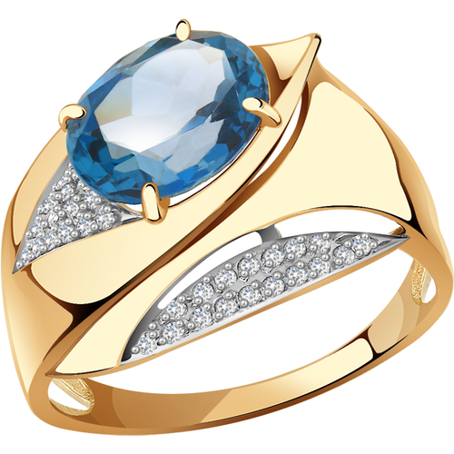 Кольцо Diamant online, золото, 585 проба, фианит, топаз, размер 19