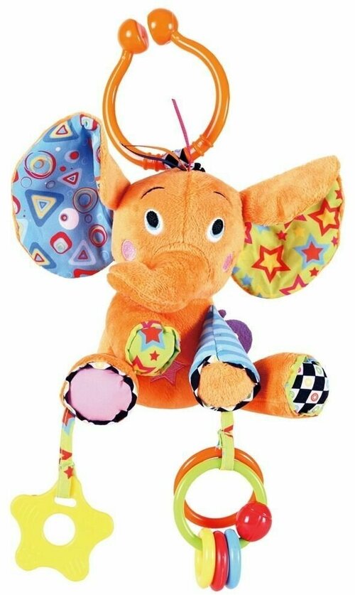 Развивающая игрушка-подвеска Biba Toys на прищепке Слоненок-путешественник Happy