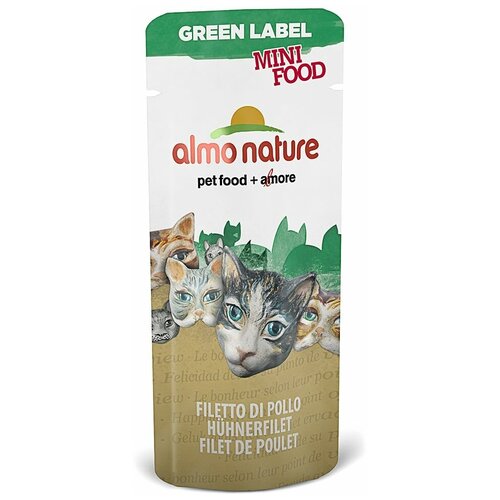 Лакомство для кошек Almo Nature Green Label Mini Food, 3 г птица almo nature лакомство для кошек куриное филе 99% мяса green label mini food chicken fillet 0 003 кг х 24 шт