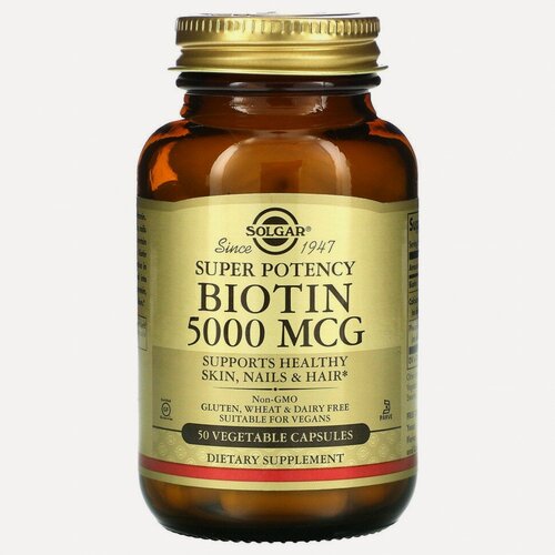 Изображение товара Капсулы SOLGAR Biotin 5000 мкг, 5000 мкг, 50 шт.