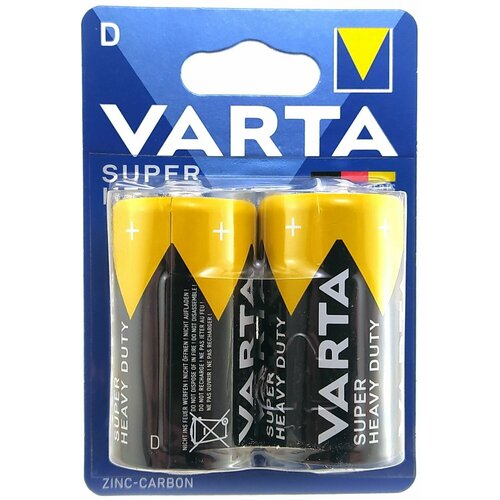 Батарейка (2шт) солевая VARTA R20 D Super Heavy Duty 1.5В батарейка d солевая varta superlife r20 в блистере 2шт