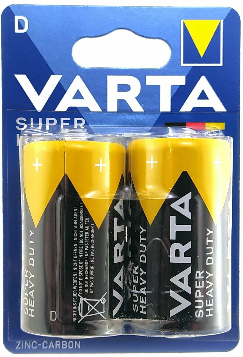 Батарейка (2шт) солевая VARTA R20 D Super Heavy Duty 1.5В