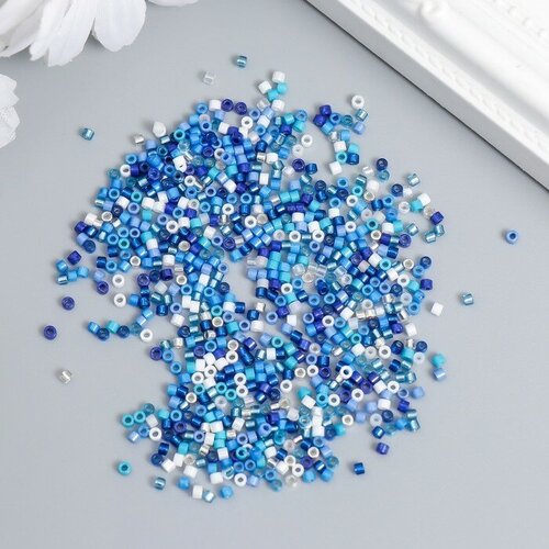 Бисер стекло 120 Перламутр Сине-голубое ассорти 10 гр 287₽