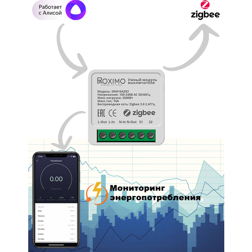 Умный Zigbee модуль выключателя (реле) ROXIMO SRM16AZ02 