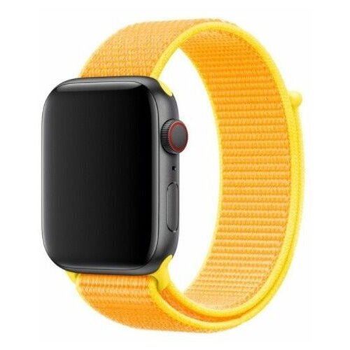 Ремешок для смарт-часов, фитнес-браслета Apple Watch Series 1 2 3 4 SE 5 6 7 8 нейлоновый тканевый браслет Эпл Вотч 38/40/41 мм, желтый