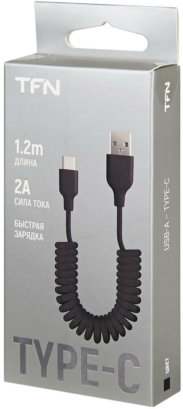 Кабель USB 2.0 - Type C TFN витой 1m черный, TFN, TFN-CUSBTWSTDBK