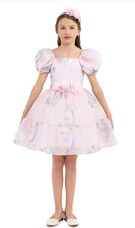 Платье-годе Pamina, нарядное, флористический принт, размер 146, розовый