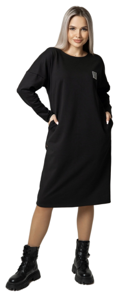 Платье Elena Tex, повседневное, прямой силуэт, до колена, размер 56, черный
