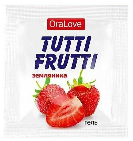 Миниатюра гель-смазки Tutti-frutti с земляничным вкусом - 4 гр.