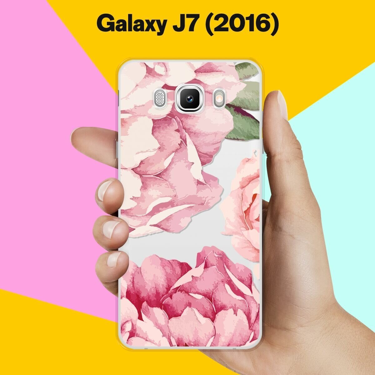 Силиконовый чехол на Samsung Galaxy J7 (2016) Пионы / для Самсунг Галакси Джей 7 (2016)