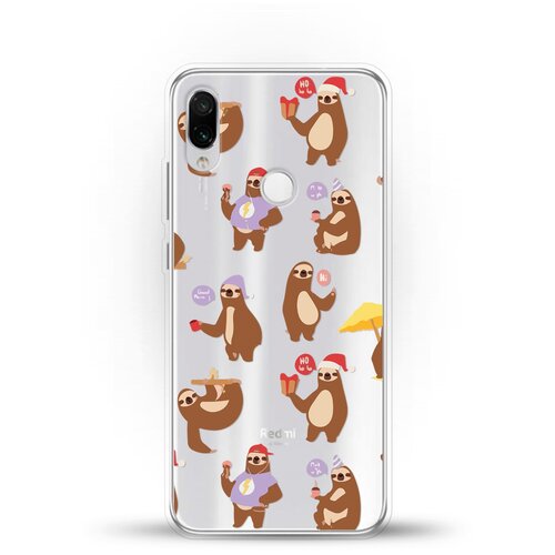 фото Силиконовый чехол узор из ленивцев на xiaomi redmi note 7 andy & paul