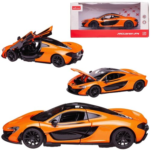 машина rastar mclaren p1 металлическая масштаб 1 24 желтая двери и капот открываются Машина металлическая 1:24 Mclaren P1, цвет оранжевый, двери и капот открываются - Rastar [56700OR]