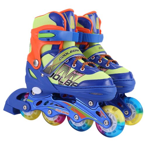 фото Ролики детские раздвижные, переднее колесо со светом, m (35-38), синий нет бренда
