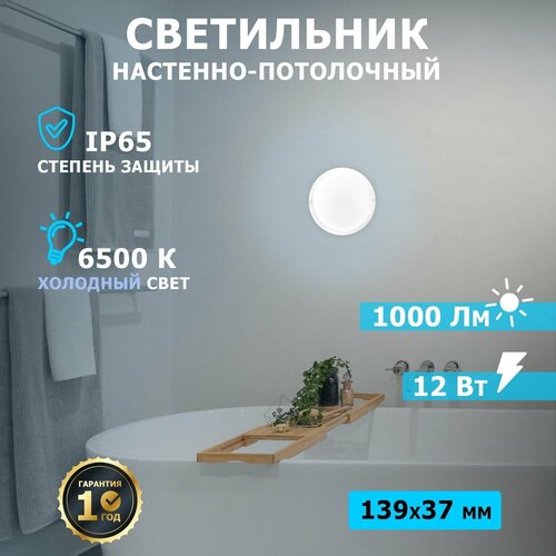 Светильник светодиодный 1000 ЖКХ 6500 К настенный потолочный