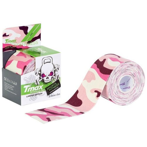 , кинезио тейп Tmax, Pattern Extra Sticky, Camouflaged Pink