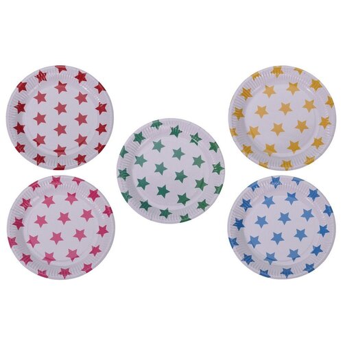 фото Набор бумажных тарелок весёлые звёздочки, 18 см (упаковка 10 шт.), koopman international h07300690