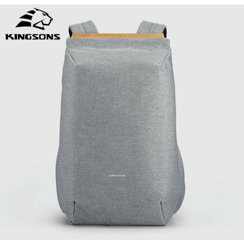 Городской рюкзак антивор Kingsons с USB-портом и отделением для ноутбука 15.6 дюймов светло-серый