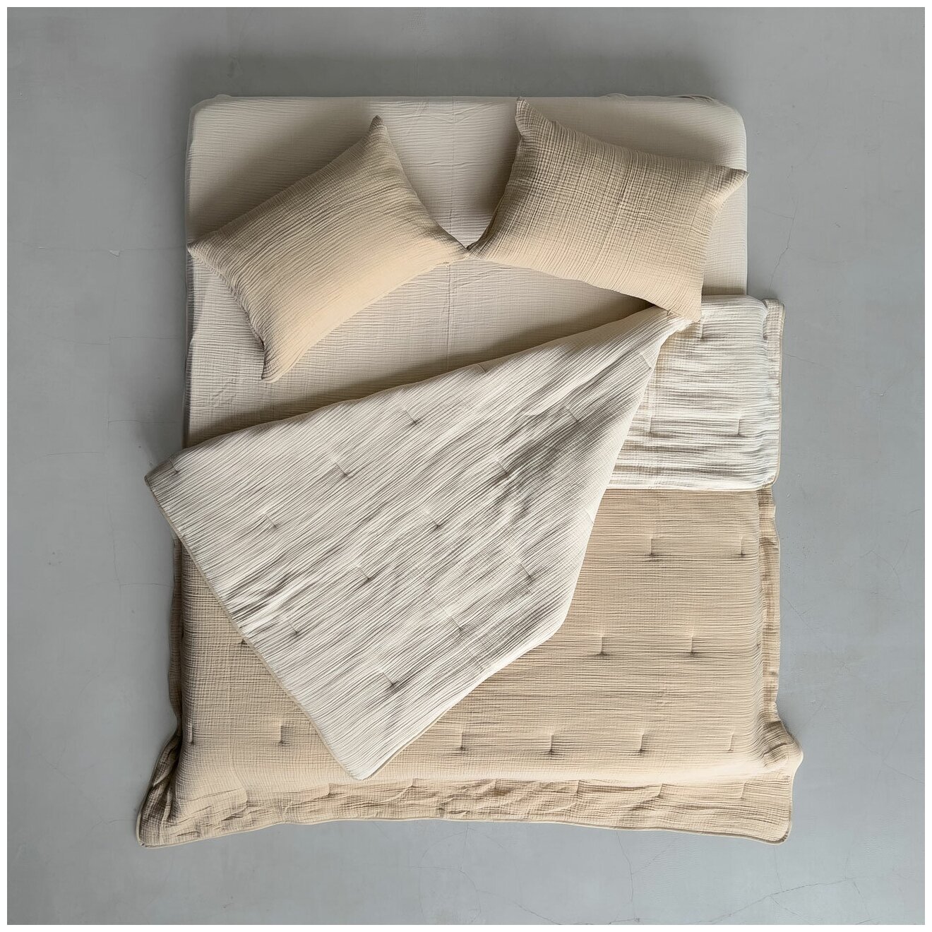 Муслиновое одеяло 160х240 см, цвет бежевый - фотография № 1