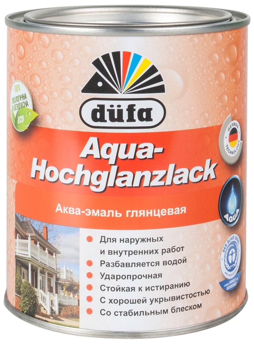 Эмаль универсальная dufa Aqua-Hochglanzlack белая 0,75 л