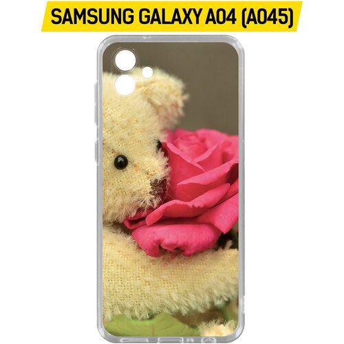 Чехол-накладка Krutoff Clear Case Медвежонок с розой для Samsung Galaxy A04 (A045) чехол накладка krutoff clear case медвежонок с розой для samsung galaxy a04 a045