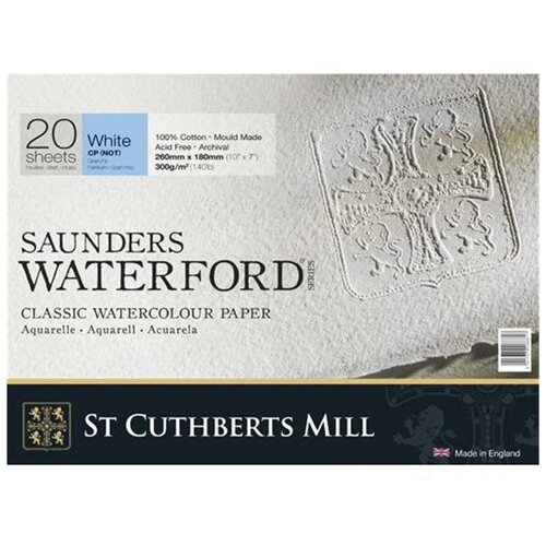 Альбом-склейка для акварели Saunders Waterford C.P. среднее зерно 36х26 см 20 л 300 г белый